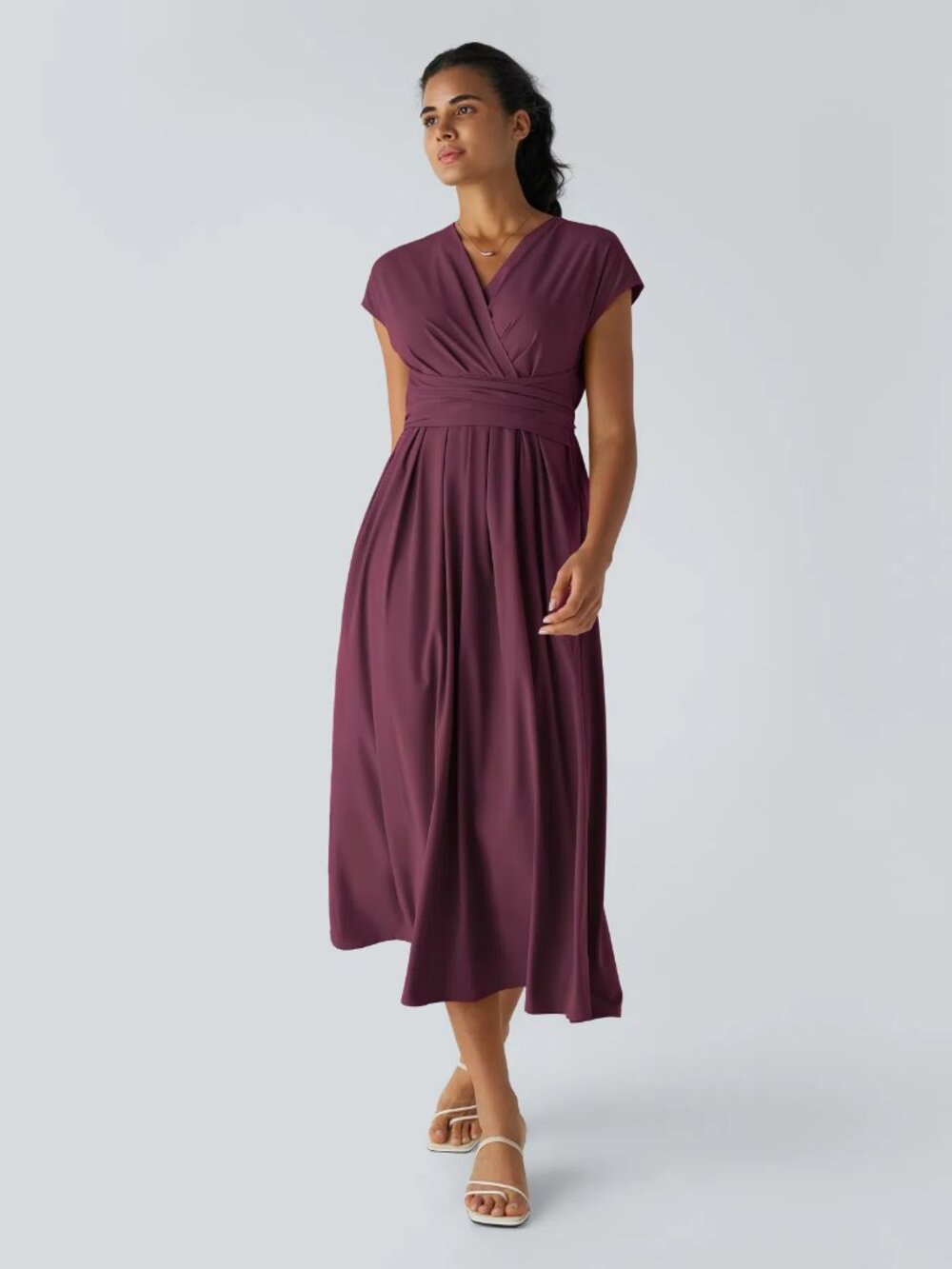 Halara Breezeful V Neck Short Sleeve Pocket Tie Back Quick Dry Midi Casual Dress